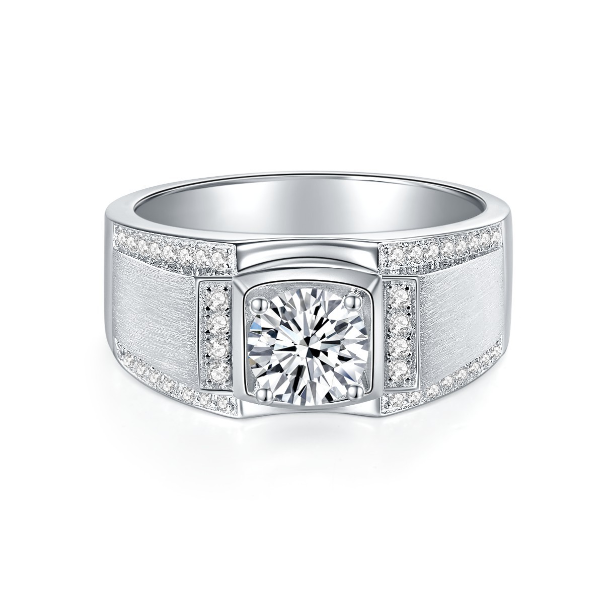 925 Sterling Silver Moissanite Geometric Rings GRA Certificate