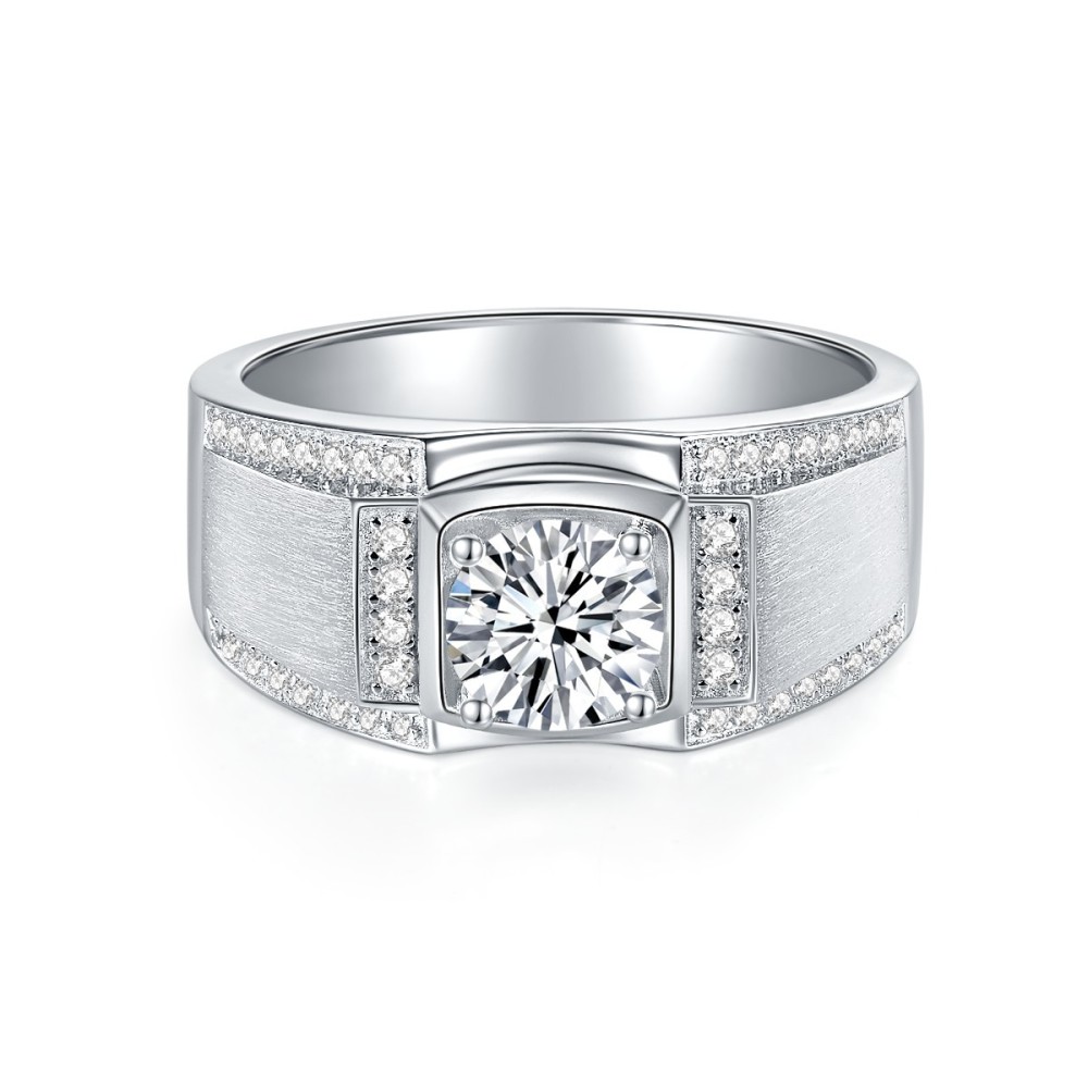 925 Sterling Silver Moissanite Geometric Rings GRA Certificate