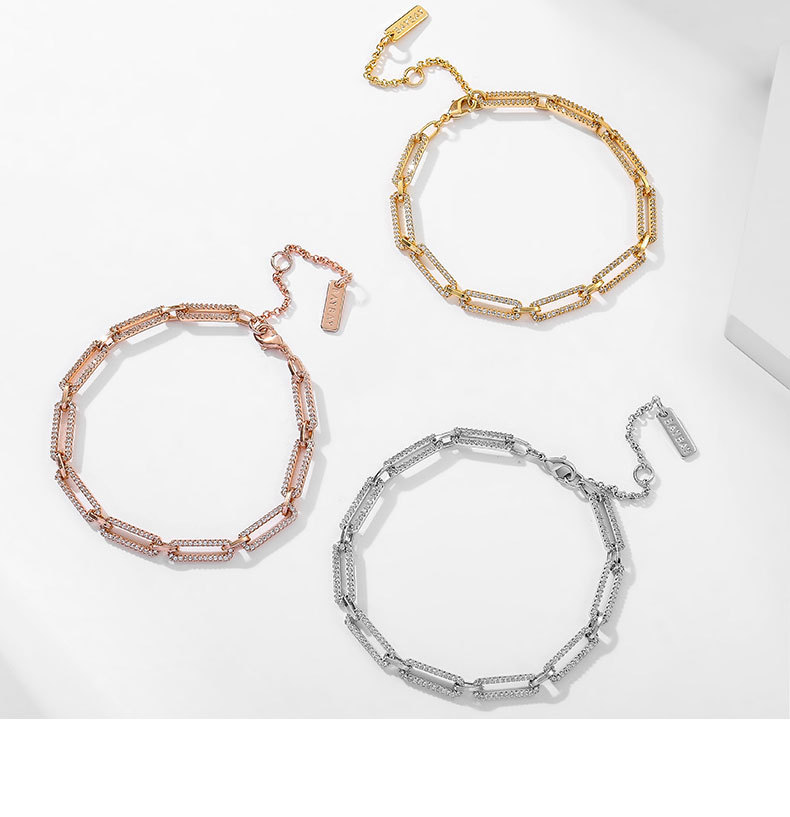 Kenge Copper Embedded Zircon Plated Color Retention Chain Bracelet Women's Fashionable Minimalist Style Summer Jewelry Accessory