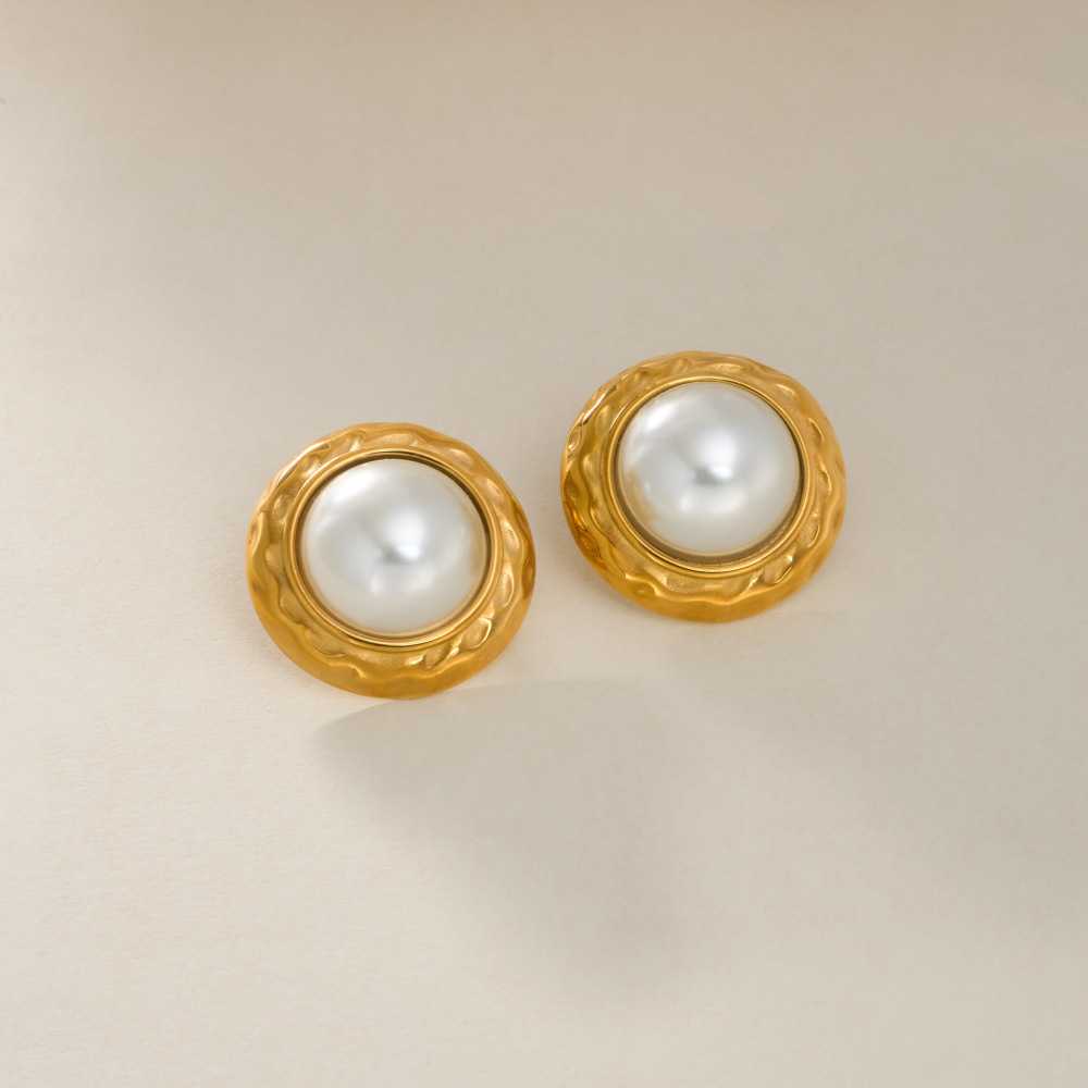 Fashionable Vintage Bohemian Pearl Earrings Titanium Steel Plated With 18K Gold Geometric Pattern Unisex Jewelry Accessories