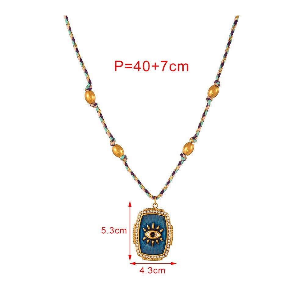 Elegant Geometric Pattern Colorful Copper Embedded Zirconia Oil-Drop Beaded Woven Necklace For Women Luxury Sensation