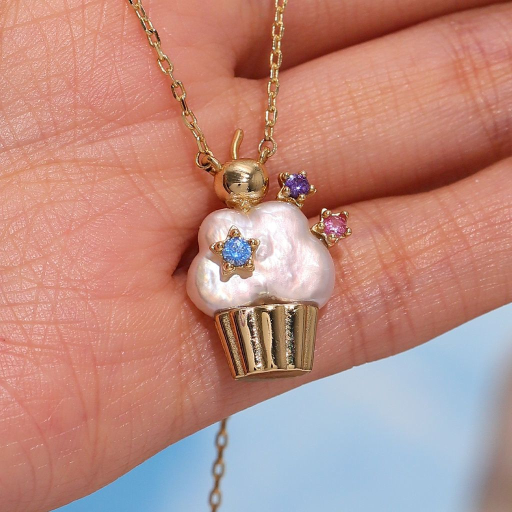 Elegant Pearl Ice Cream Style Necklace For Women Luxury Golden Plated Copper Jewelry Color Retention Choker Fashion Accessory