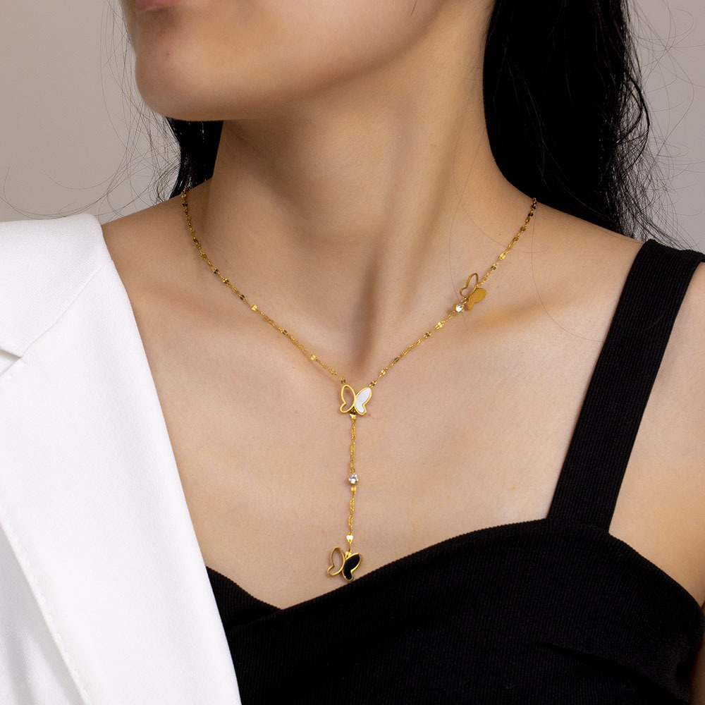 Butterfly Necklace Stainless Steel Women's Jewelry Accessories Animal Zodiac Pattern Choker