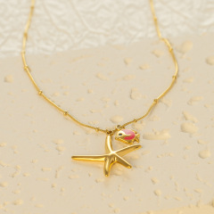Five-pointed Star Red Fish Necklace