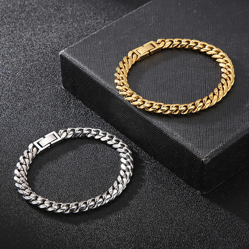 304 Stainless Steel Solid Color PVD Coated 18K Gold Plated Classic Style Waterproof Non Tarnish Chain Bracelets Necklace