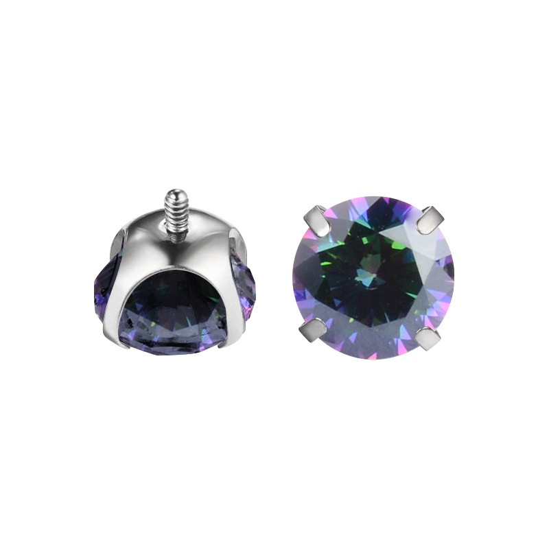 New Geometric Pattern Round Bottom Claw Shape 5A Zirconium Titanium Alloy Lip Stud Earrings Nose Stud Strip Jewelry Accessories External Thread Head