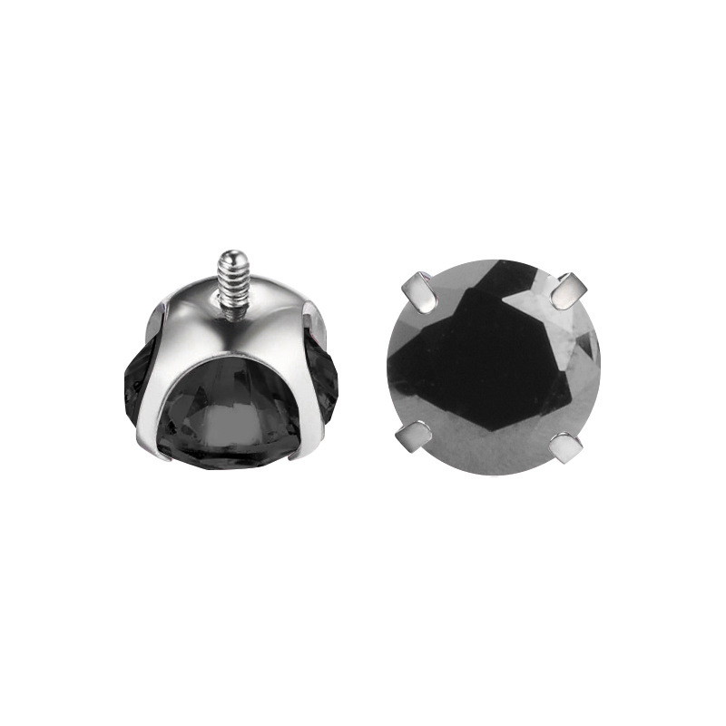 New Geometric Pattern Round Bottom Claw Shape 5A Zirconium Titanium Alloy Lip Stud Earrings Nose Stud Strip Jewelry Accessories External Thread Head