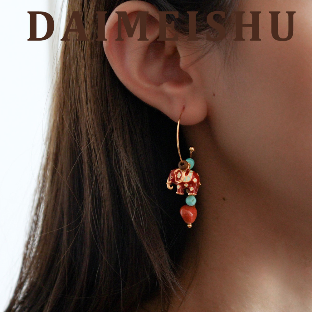 Elegant Red Drip Oil Natural Stone Pearl Earrings Luxury Feelings Women Design Unique Fashion Jewelry Accessories