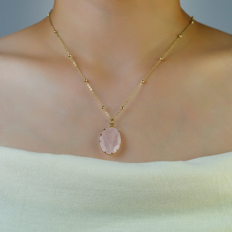 Luxury Handmade Natural Stone Gold Plated Stainless Steel 14K Necklace Ladies Casual Elegant Ins Style Jewelry Accessories