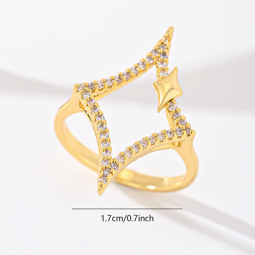 1 Piece Copper Inlaid Zircon Material Geometric Square Women's Ring Suitable For Party Gathering Jewelry Accessories Unisex