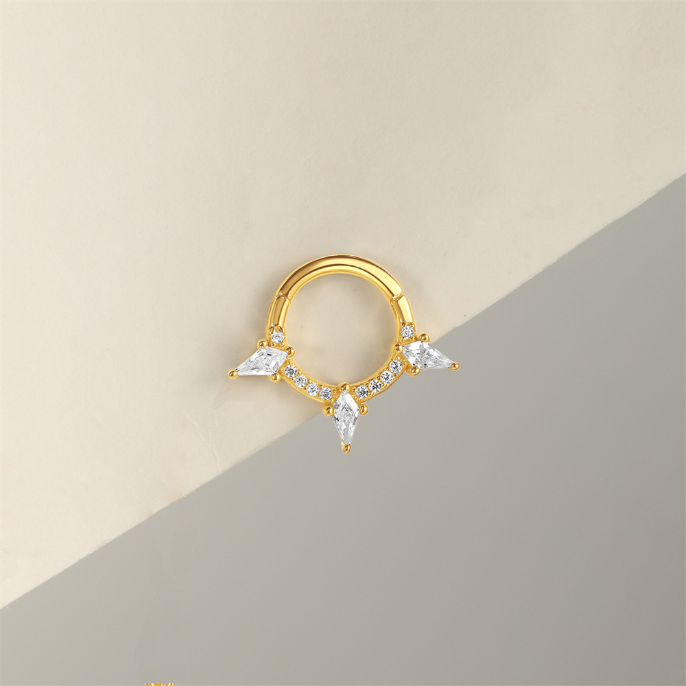 1 Piece Ear Cartilage Rings & Studs Simple Style Geometric 925 Sterling Silver Inlay Zircon Ear Cartilage Rings & Studs Nose Rings & Studs