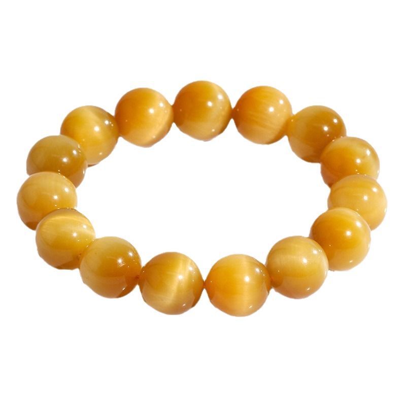 Natural Gold Tiger Eye Stone Bracelet High Quality Cat's Eye Lightning Pattern Round Beads Sea East Gemstone Wooden Chalcedony