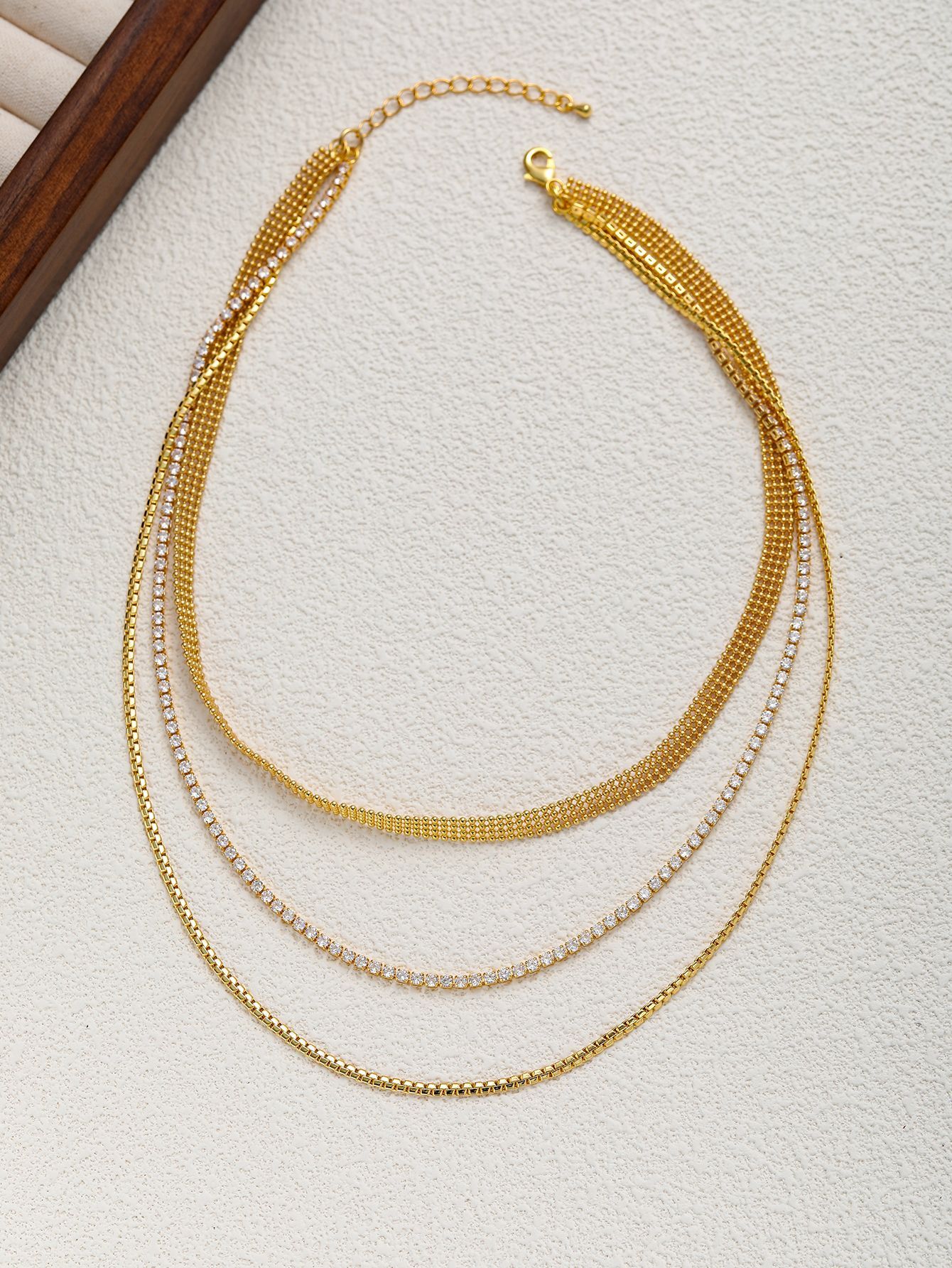 Gold-plated Stainless Steel Snake Bone Chain Necklace Ladies Multi-layer Jewelry Accessories Geometric