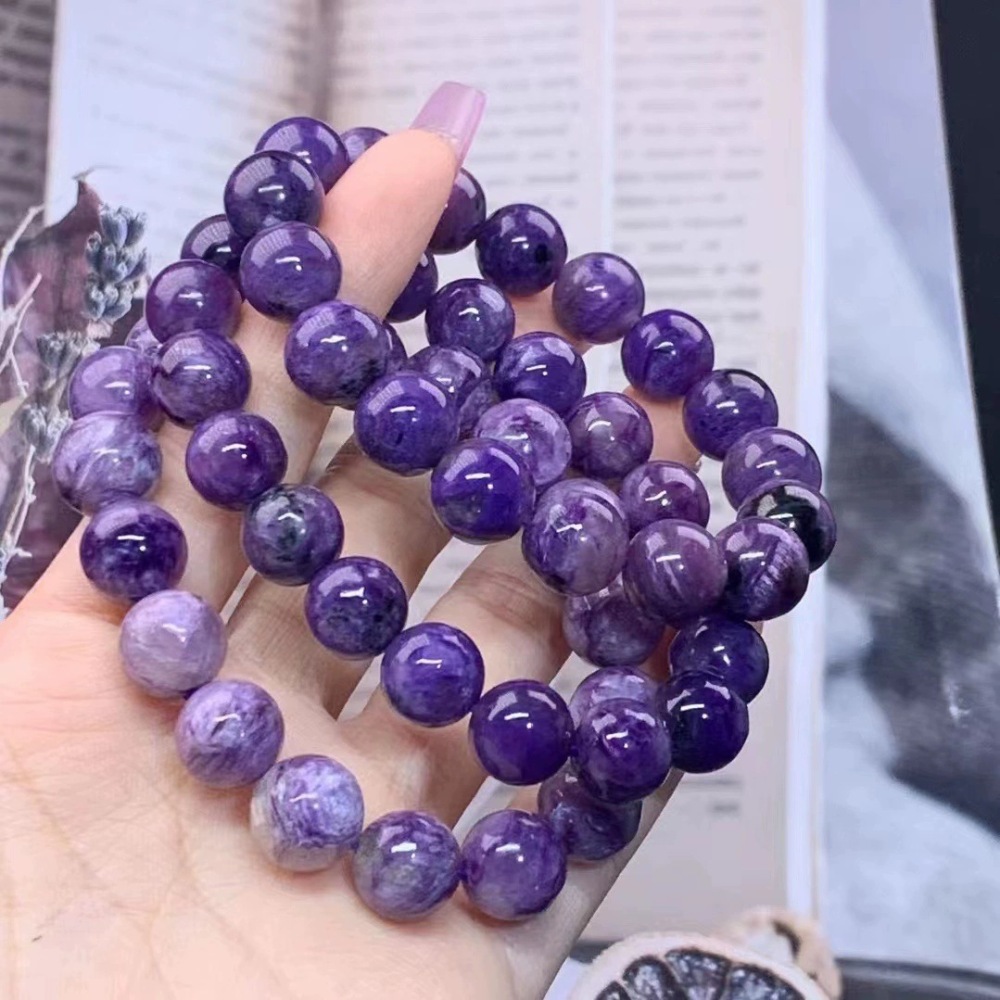 Natural Purple Dragon Crystal Bracelet Charoite Stone Full Dragon Pattern King Purple Nine Purple Fire Versatile Bracelet