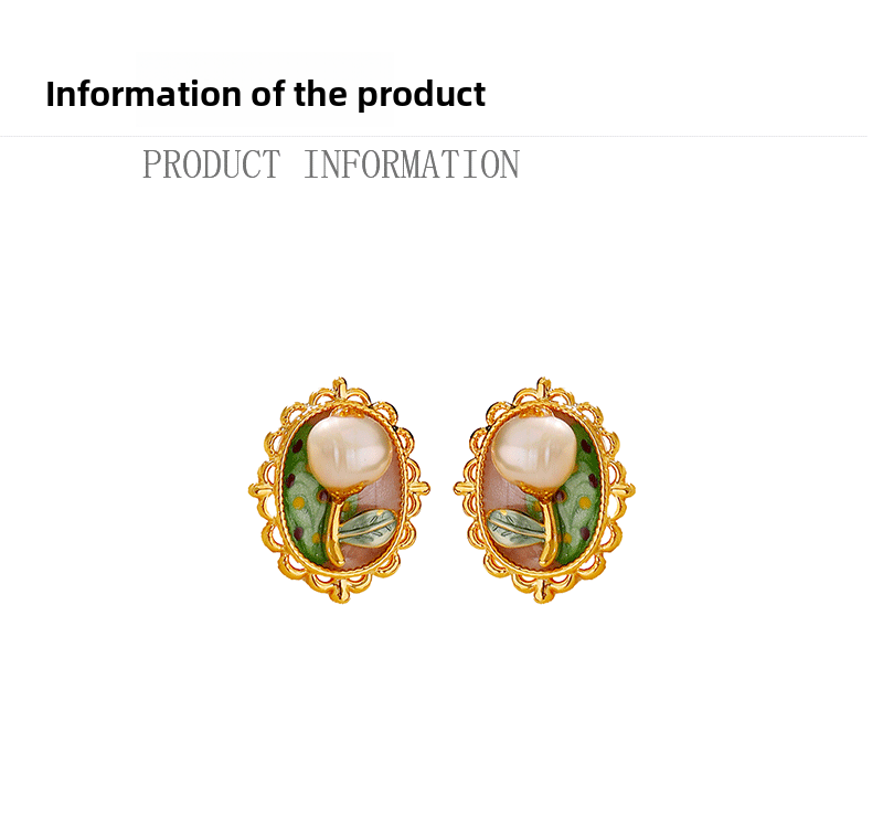 New Natural Pearl Earrings For Women Vintage Baroque Monet Garden Summer Jewelry Accessories Tulips And Roses