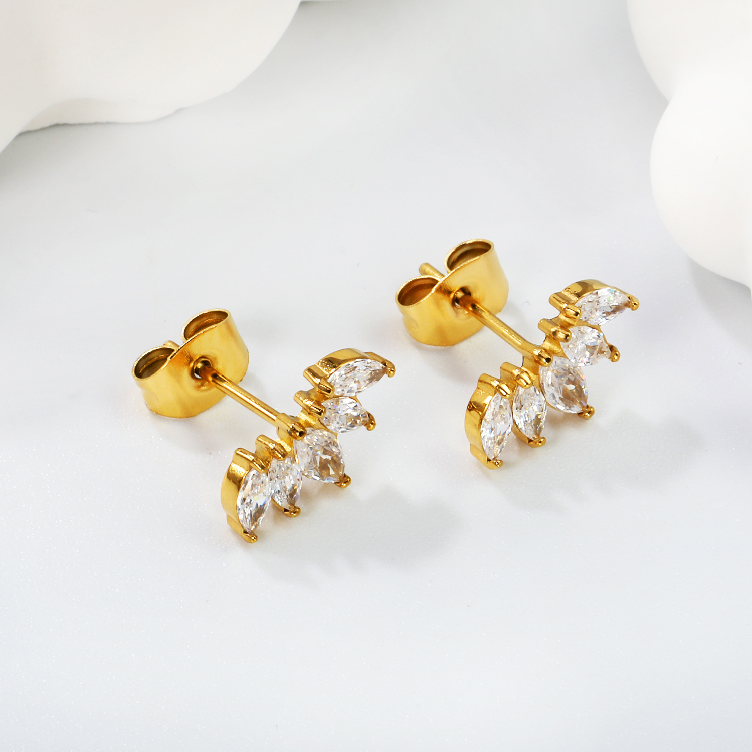 1 Pair Vacation Classic Style Rhombus Inlay 304 Stainless Steel Zircon Ear Studs