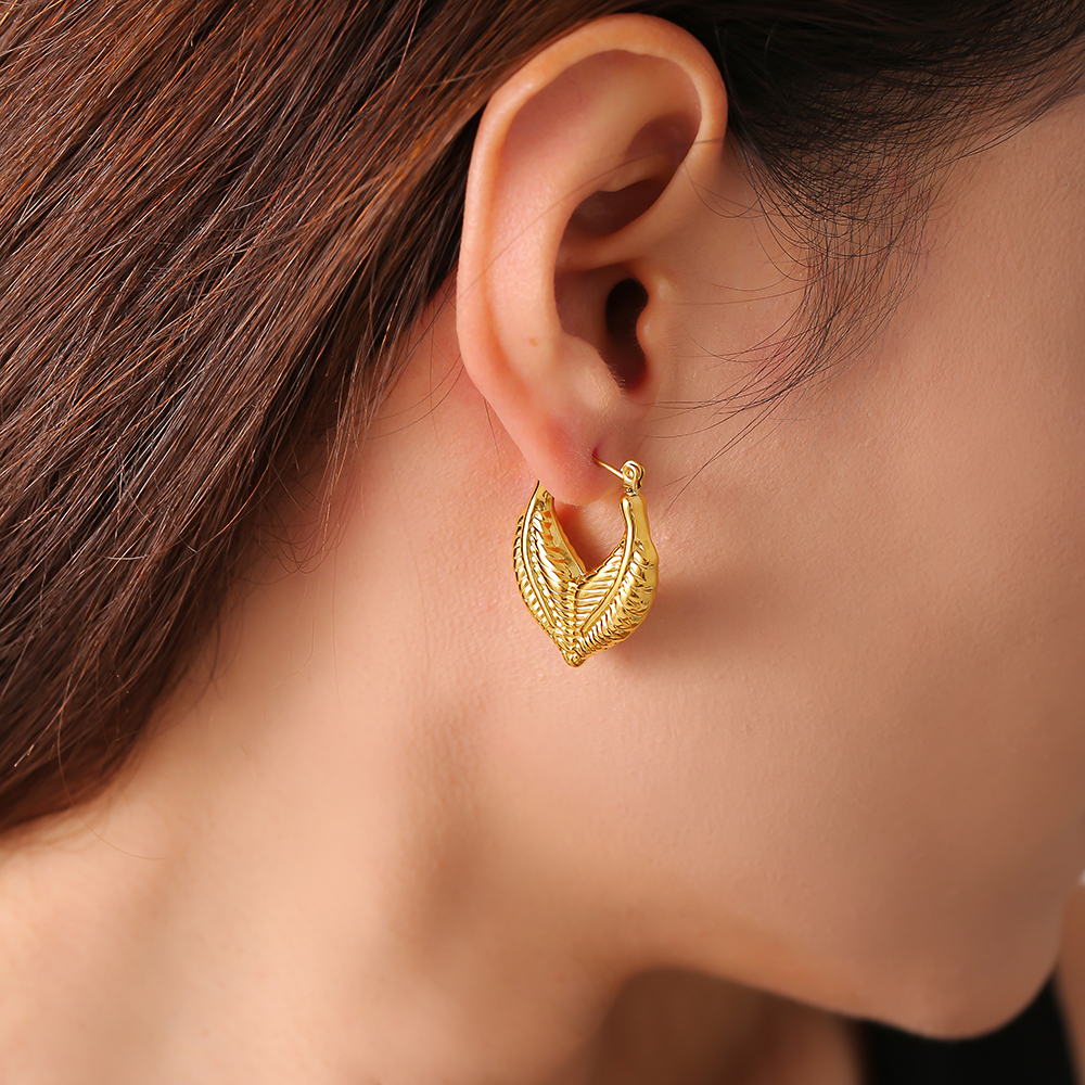 304 Stainless Steel Geometric PVD Coated Real Gold Plated 18K Gold Princess British Style Commute Waterproof Non Tarnish Plating Earrings