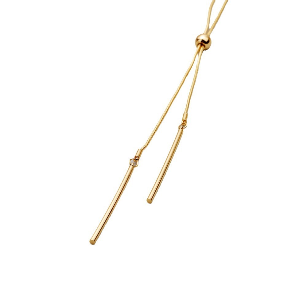 Elegant Snake Bone Chain Necklace Gold Plated Brass Versatile Long Sweater Chain For Women Fashionable OL Style Alloy Jewelry