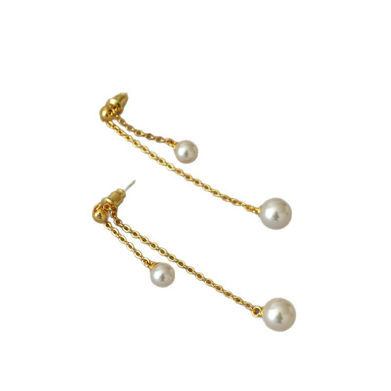 S925 Silver Needle Long Dynamic Pearl Earrings Fashionable Elegant Women's Geometric Patterned Luxury Style Jewelry Accessories