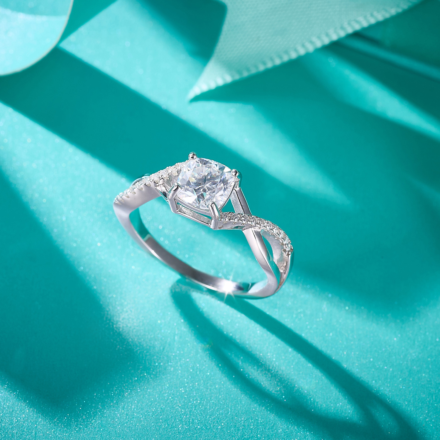 925 Sterling Silver Princess Cut 1CT VVS Diamond Moissanite Engagement Ring Customisable Wedding Twisted Band Jewelry For Women