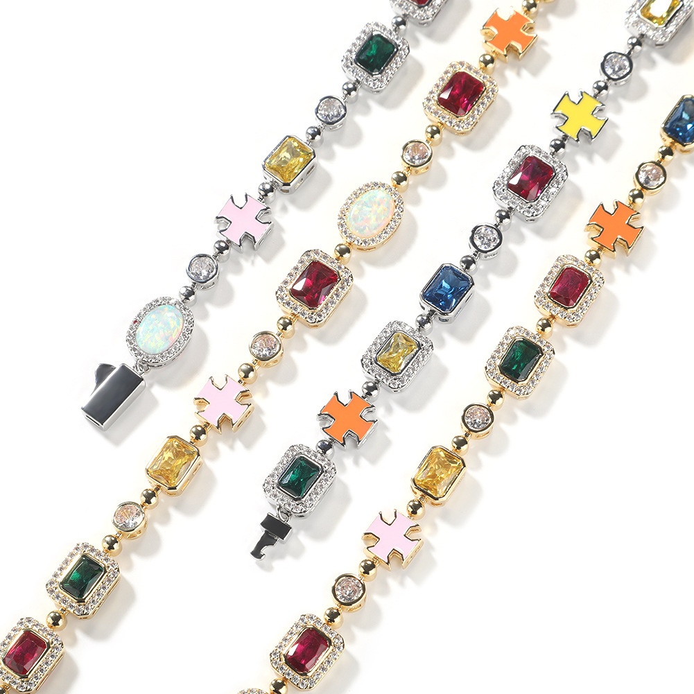 Wholesale Jewelry Hip-Hop Cross Copper Tennis Chain Necklace