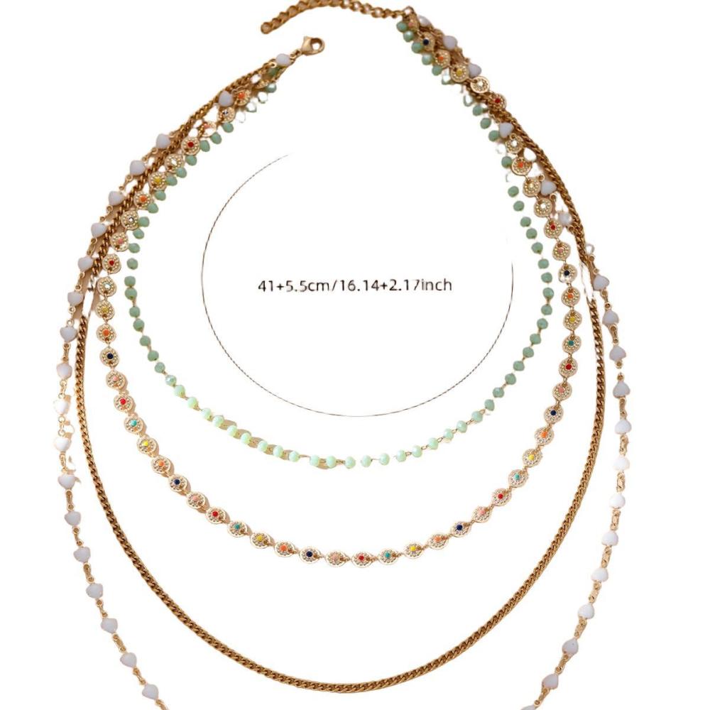 Vintage Multi-layer Stainless Steel Fusion Oil Sweater Necklace New Chinese Style Heart Pattern Jewelry Accessories For Women