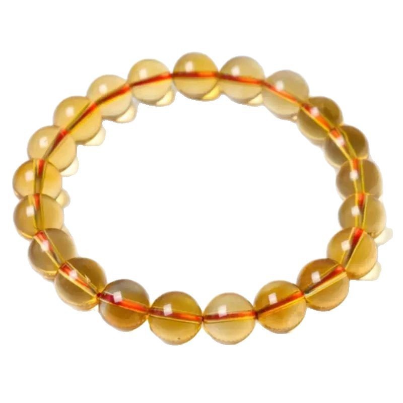 Natural Yellow Crystal Single Circle Bracelet Unisex Beaded Yellow Crystal DIY Accessories Geometric Pattern Ethnic Style