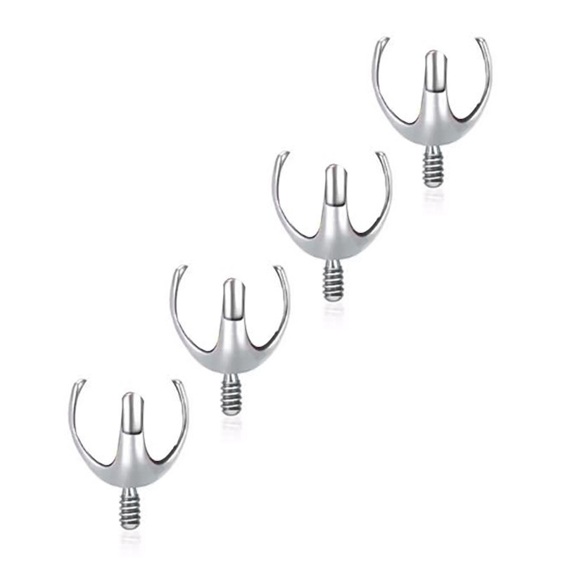 Titanium Alloy Lip Stud Earring Accessories Three-Claw Internal Thread Hollow Mold Body Piercing Jewelry Earrings Unisex Geometric Pattern