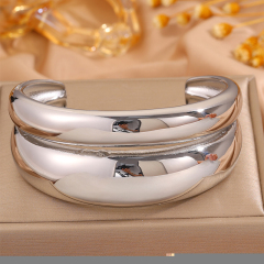 Steel Color Two Curved Surface One Piece Bracelet