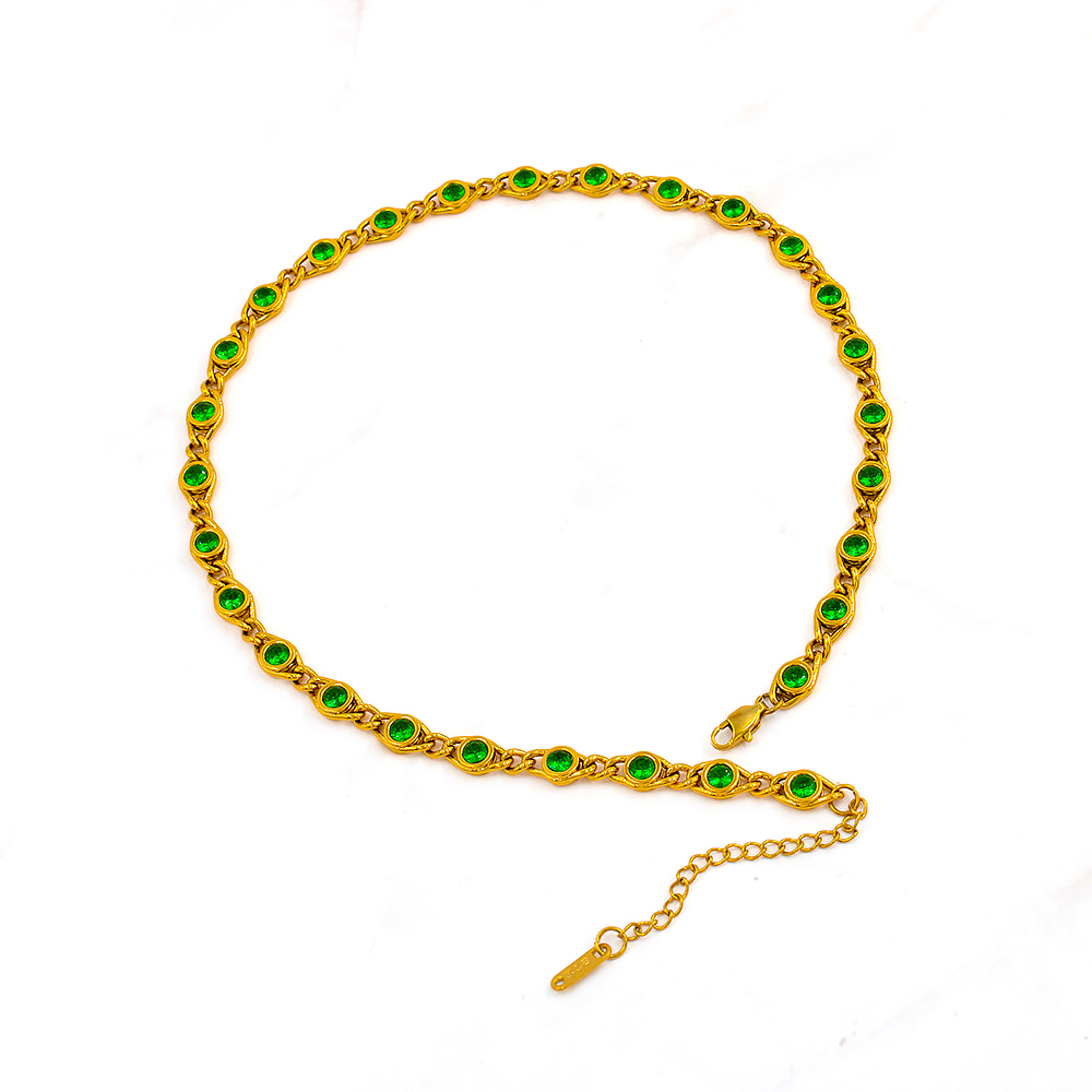 PVD Coated 18K Gold Real Gold Plated Round Copper Simple Style Shiny Waterproof Non Tarnish Bracelets Necklace