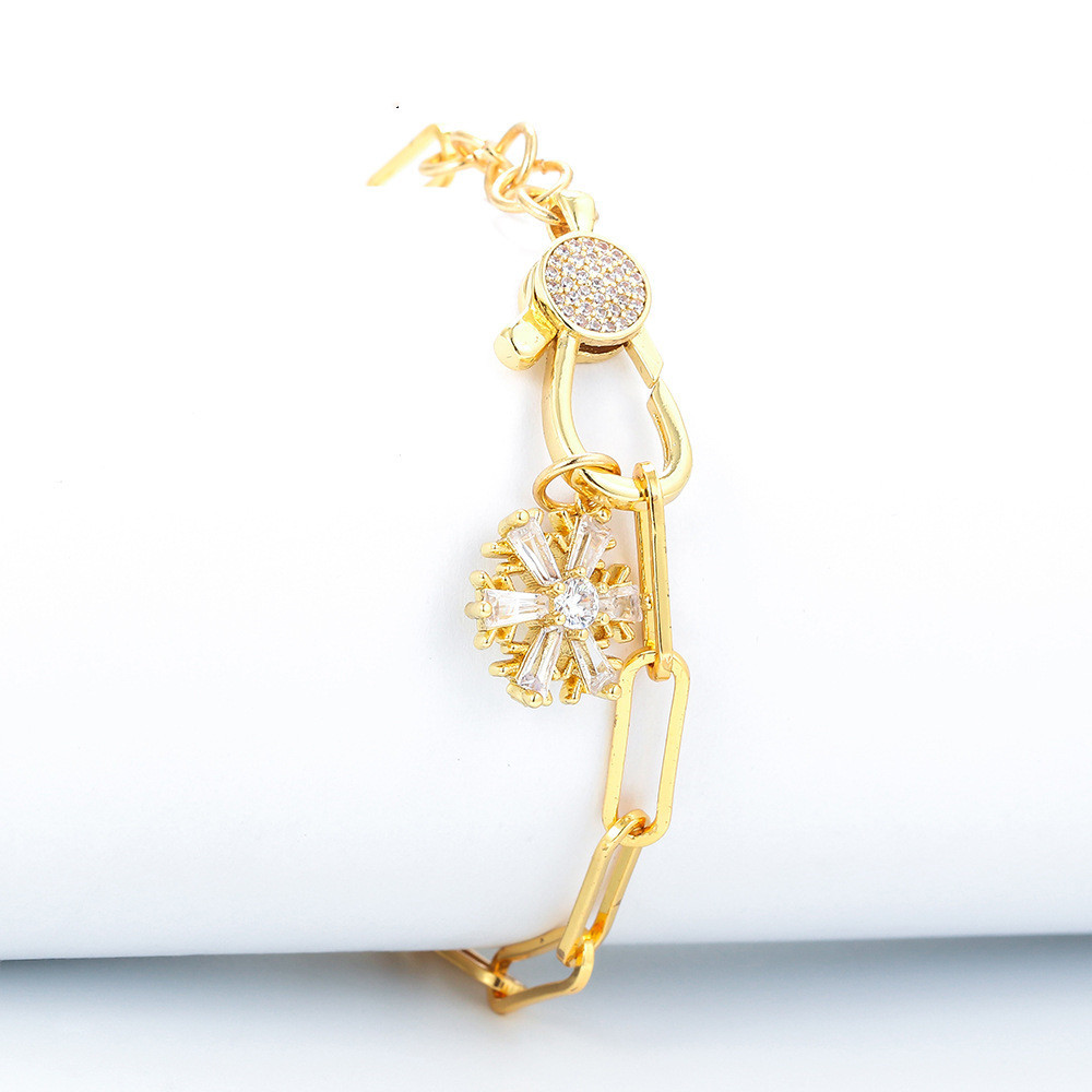 Simple Sun Flower Oval Hollow Copper Bracelet Wholesale