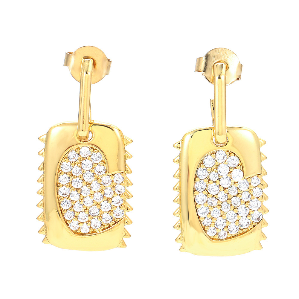 Fashion Micro-inlaid Square Geometric Earrings Wholesale Nihaojewelry