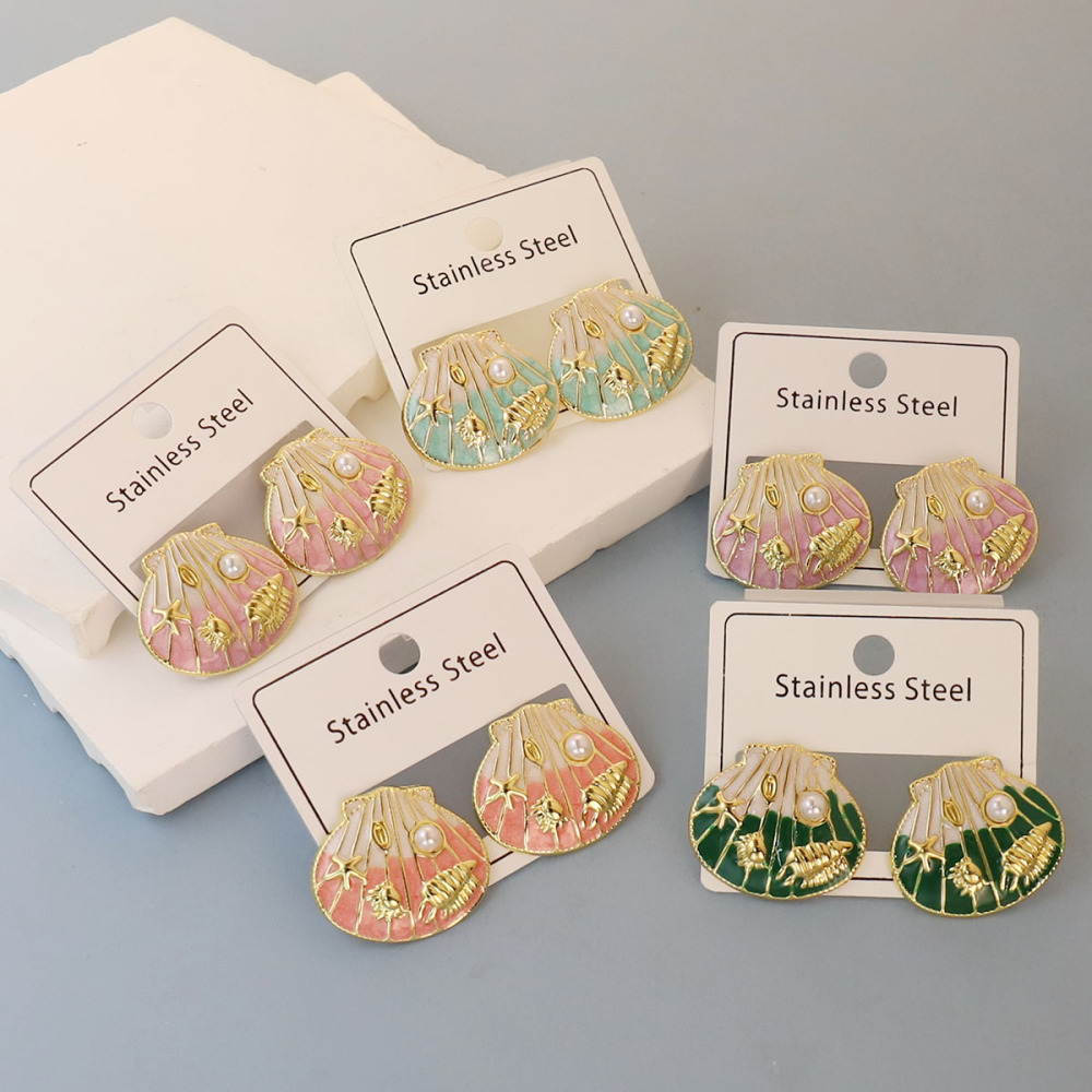 Stainless Steel Bee Strawberry Imitation Pearl Shell Drop Earrings 5 Pairs Or 6 Pairs Fashion Daily Wear Jewelry Perfect Valentine's Day Gift All Seasons Accessories