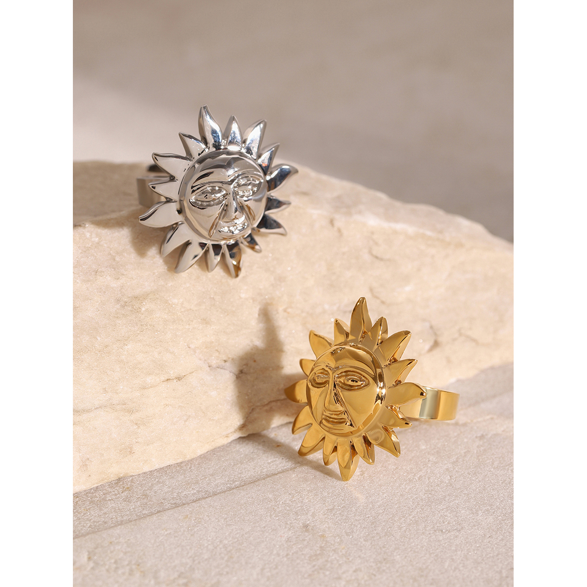 304 Stainless Steel Geometric PVD Coated 18K Real Gold Plated Simple Style Classic Style Open Rings