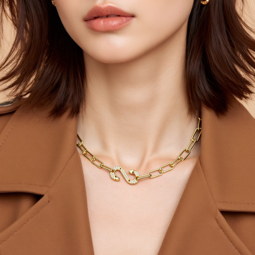 Micro Pave Zircon Pendant Necklace Cool Trendy Choker Copper Material Black Geometric Suitable For Women