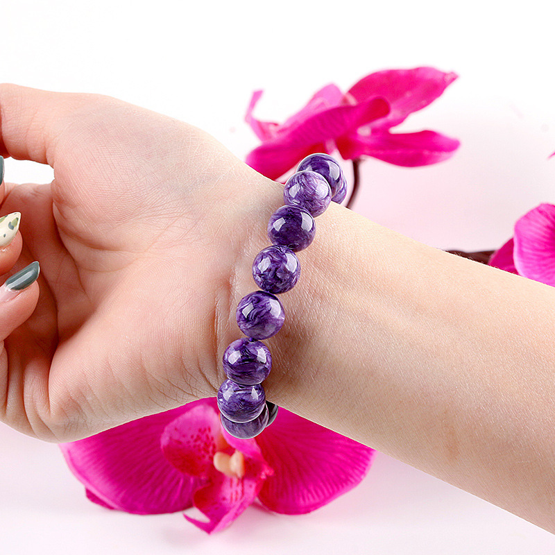 Natural Purple Dragon Crystal Bracelet Charoite Stone Full Dragon Pattern King Purple Nine Purple Fire Versatile Bracelet