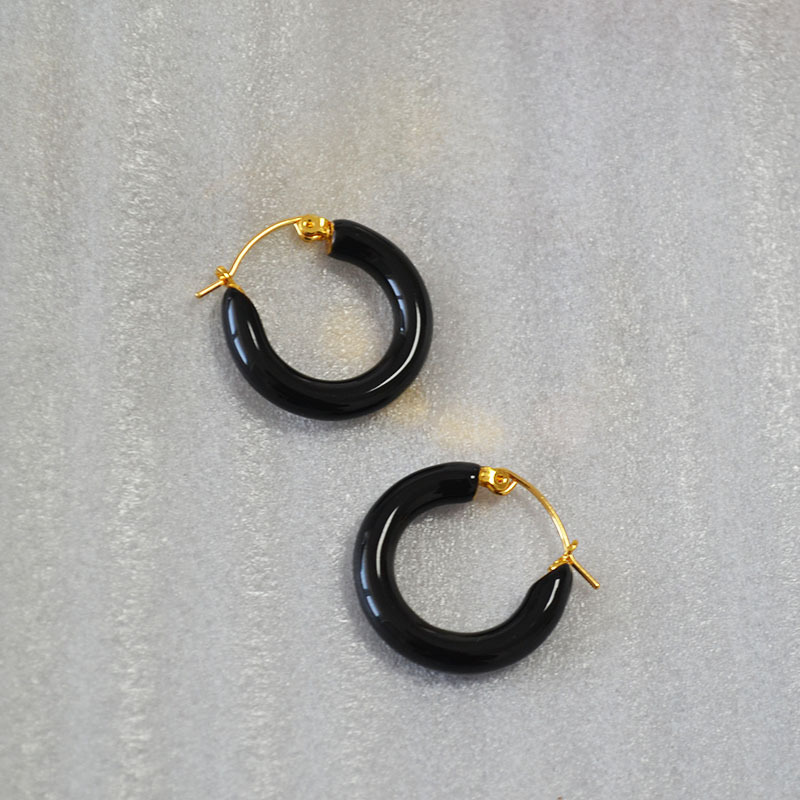 Retro Colorful Handmade Enamel Circle Earrings Women's Fashion Elegant Simple Pearl Glossy Round Shape Jewelry Accessories