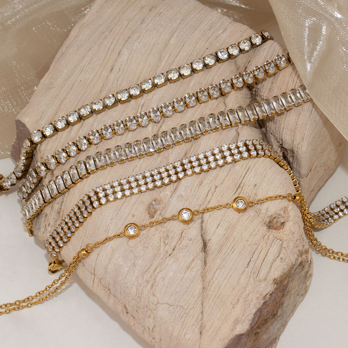 Rose Gold Titanium Steel Roman-Style Single Diamond Bracelet New Simple Fashion Jewelry Double Layered Star Sign Necklace