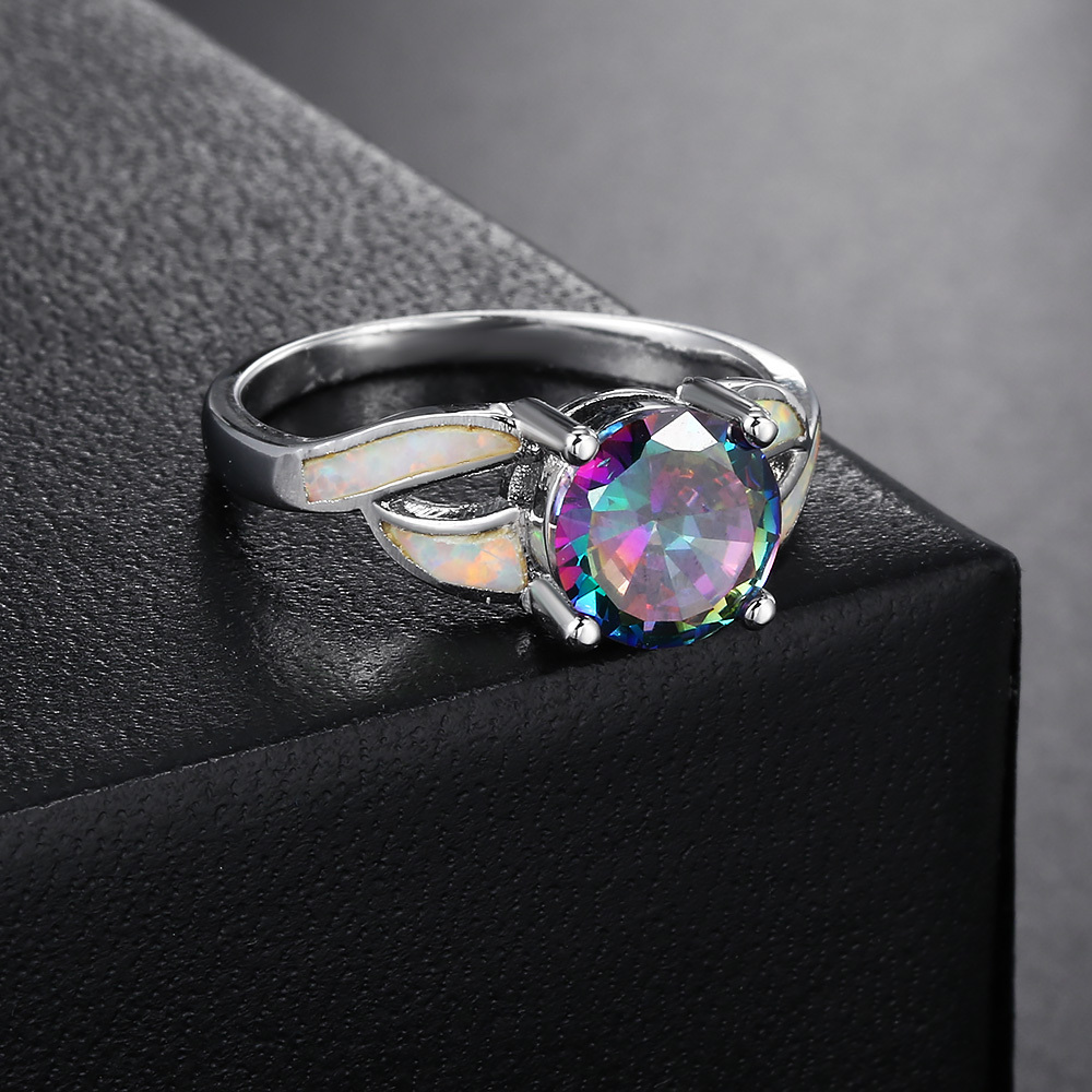 Simple Style Shiny Geometric Copper Inlay Opal Zircon Women's Rings