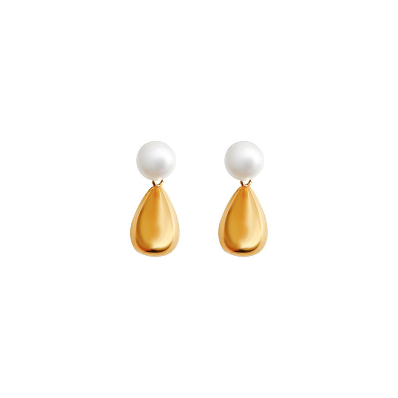 Elegant Silver Needle Freshwater Pearl Tear Drop Women's Earrings Minimalist Design Sensation Studs Fashion Jewelry Accessories