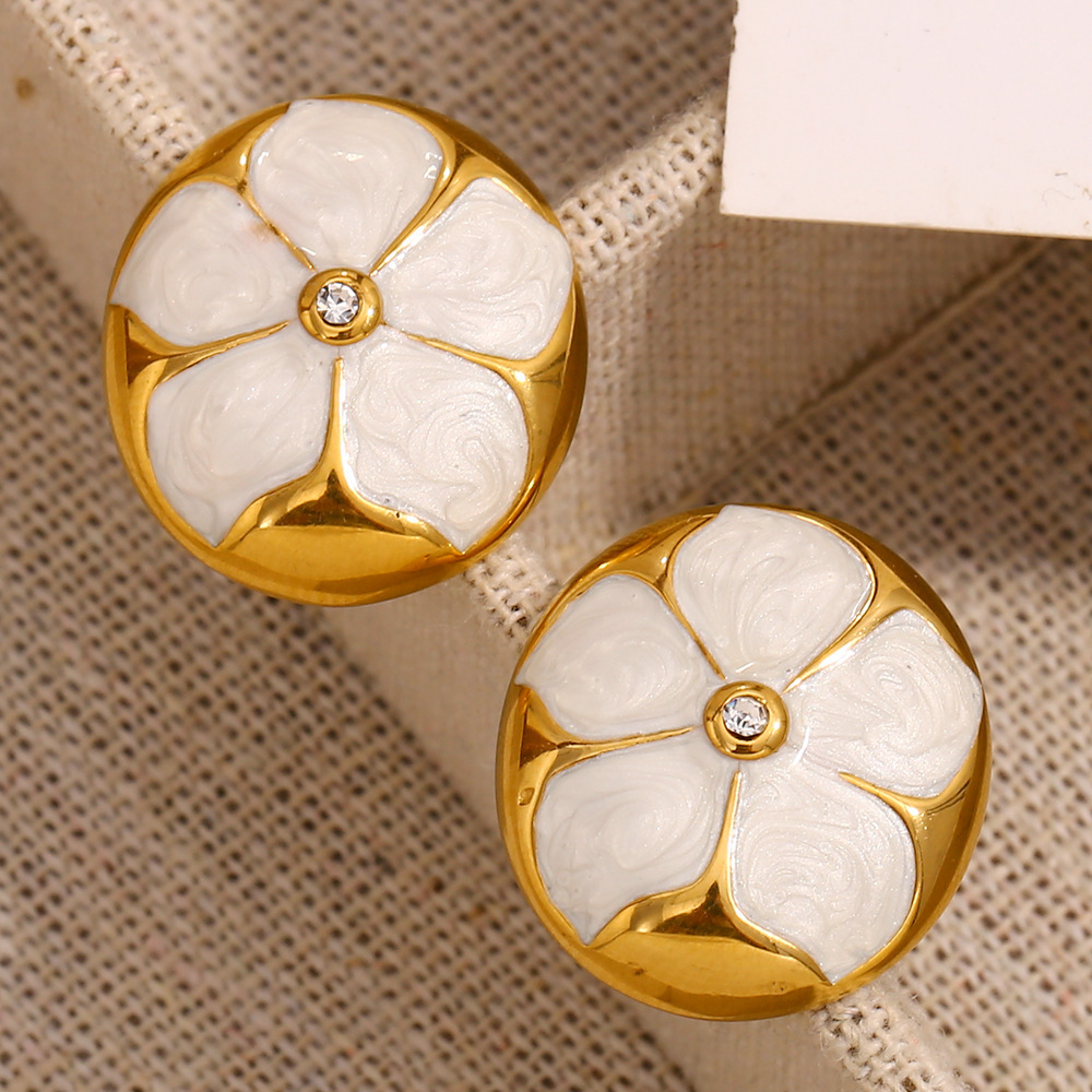 PVD Coated Real Gold Plated Flower 304 Stainless Steel Vacation Classic Style Waterproof Non Tarnish Ear Studs