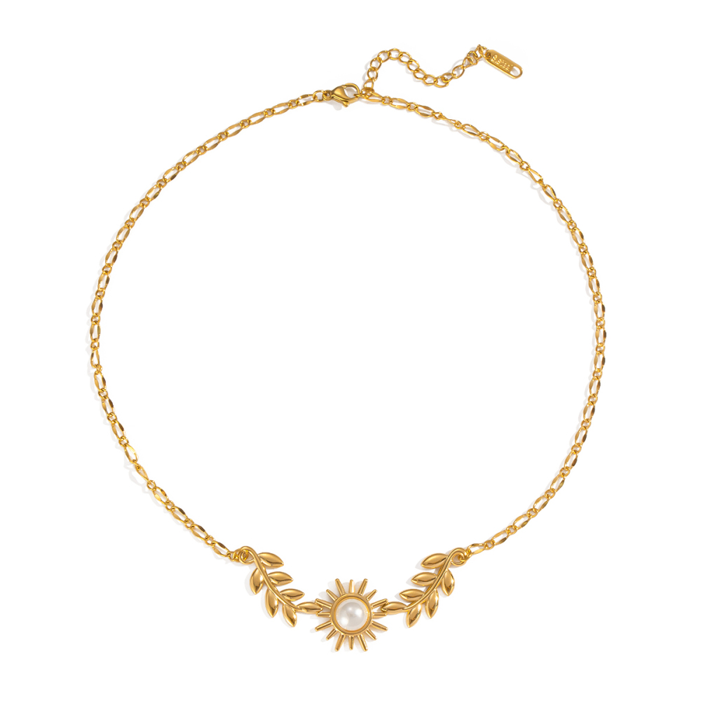 304 Stainless Steel Titanium Gold Black Sunflower Pendant Necklace Three-Layer Bead Collarbone Chain Jewelry Women's Accessories