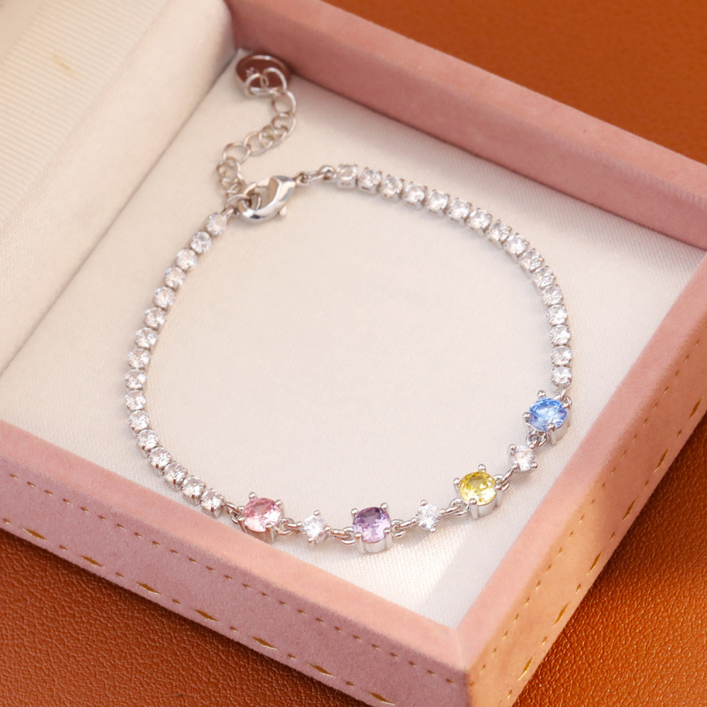 Original Design Fashion Luxury Colorful Zircon Bracelet Versatile Sweet New Style Business Match Accessories Women's Jewelry