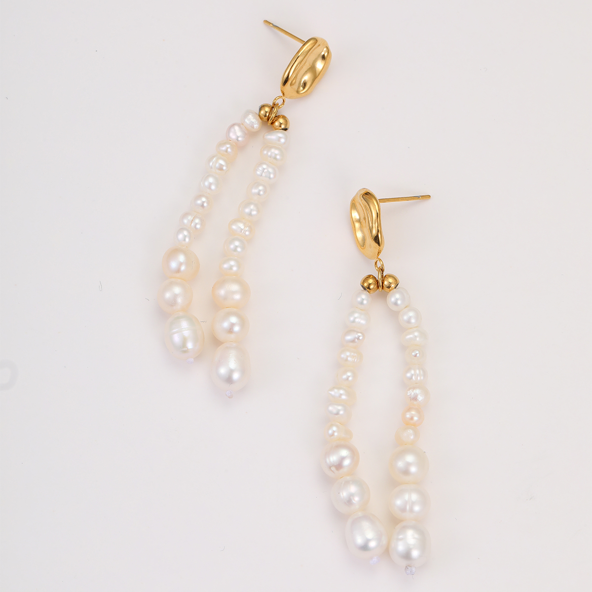PVD Coated Real Gold Plated Round 304 Stainless Steel Freshwater Pearl Elegant Classical Waterproof Non Tarnish Drop Earrings