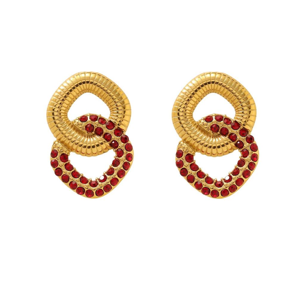 Trendy 18K Stainless Steel Zircon Earrings For Women Non-Fading Geometric Pattern Original Design Jewelry Accessories