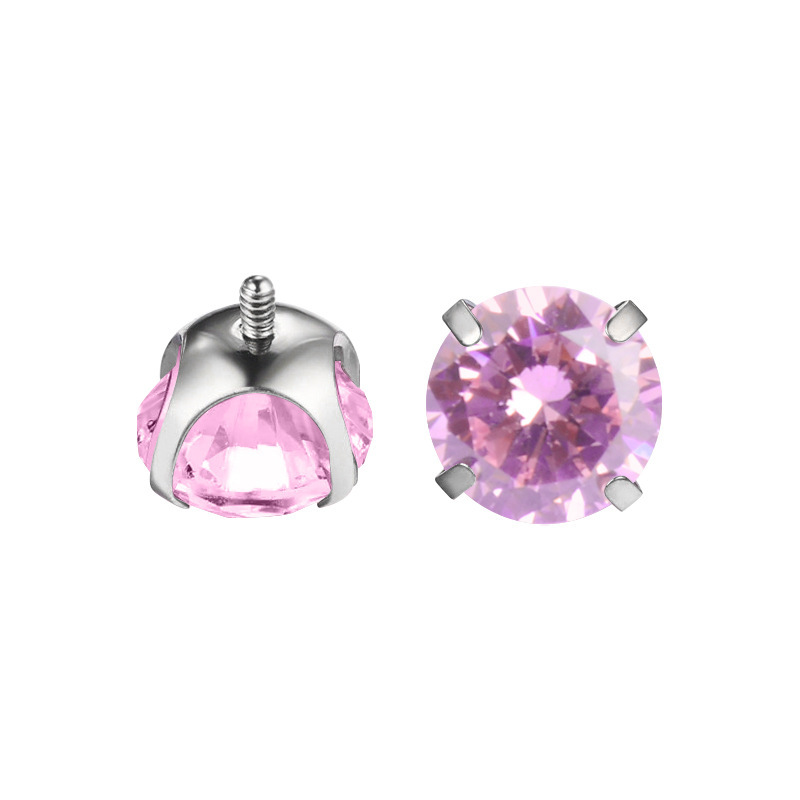 New Geometric Pattern Round Bottom Claw Shape 5A Zirconium Titanium Alloy Lip Stud Earrings Nose Stud Strip Jewelry Accessories External Thread Head
