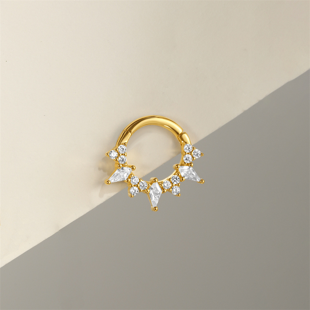 1 Piece Ear Cartilage Rings & Studs Simple Style Geometric 925 Sterling Silver Inlay Zircon Ear Cartilage Rings & Studs Nose Rings & Studs
