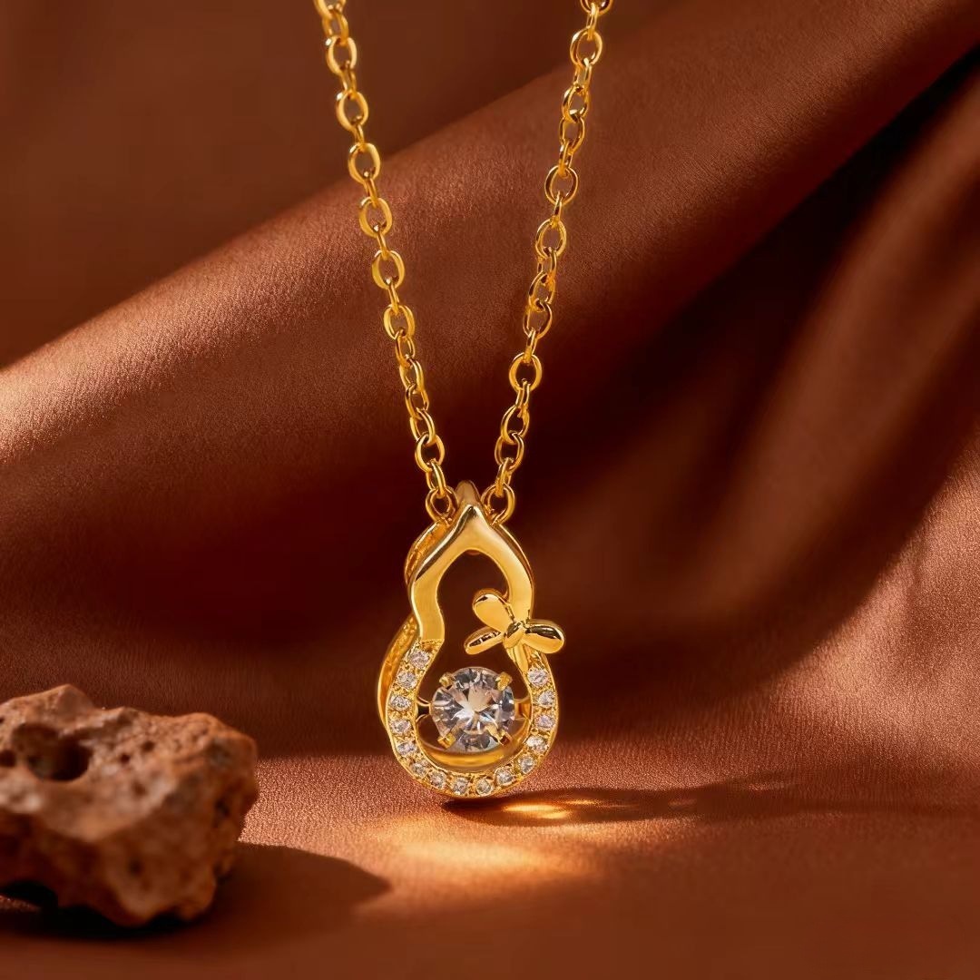 Titanium Steel Necklace For Women, Zinc Alloy Pendant, Collarbone Chain Jewelry, Rose Gold Gold Non-Fading Real Gold Plated