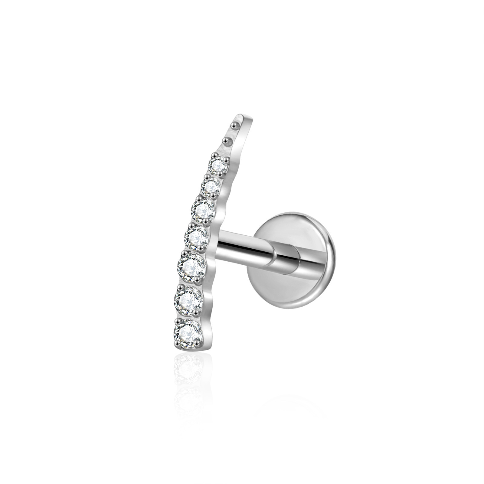 Fashion G23 Titanium Alloy Ear Lip Stud With Claw Inlaid Zircon Geometric Pattern Suitable For Men And Women Titanium Steel