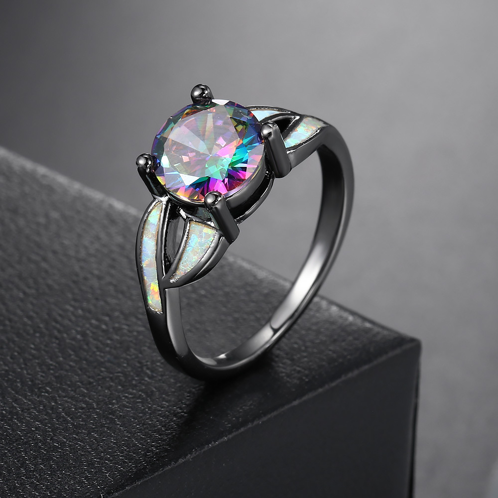 Simple Style Shiny Geometric Copper Inlay Opal Zircon Women's Rings